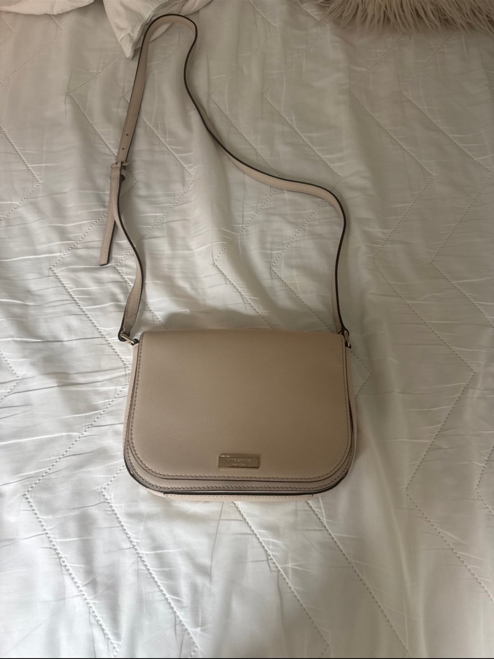 kate spade Beige Crossbody Saddle Bag with Adjustable Strap